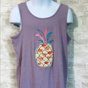 Hanna Andersson Girls pineapple tank top purple shirt
